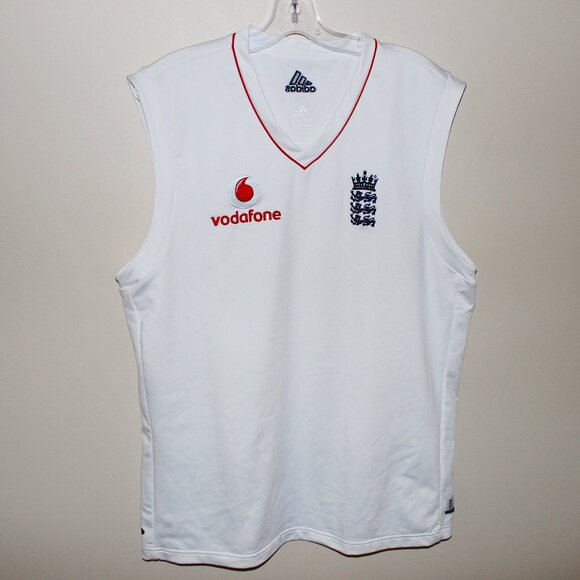 3/$188❤️Adidas ENGLAND 2008 Cricket Sleeveless Vest not jersey shirt Vodafone - Picture 1 of 13